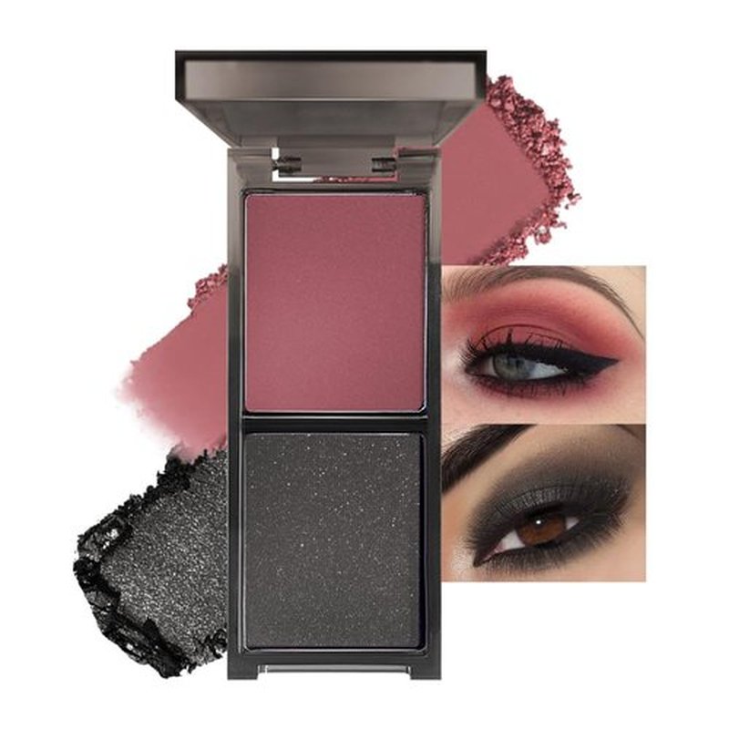 HHLTOH Two Color Matte Shimmer Eyeshadow, Wine Red Black Double Pigment Eye Shadow Powder,Long-Lasting Waterproof Makeup Palette,Blendable,Easy-To-Apply and Compact for Travel， 0.14 Oz 04#