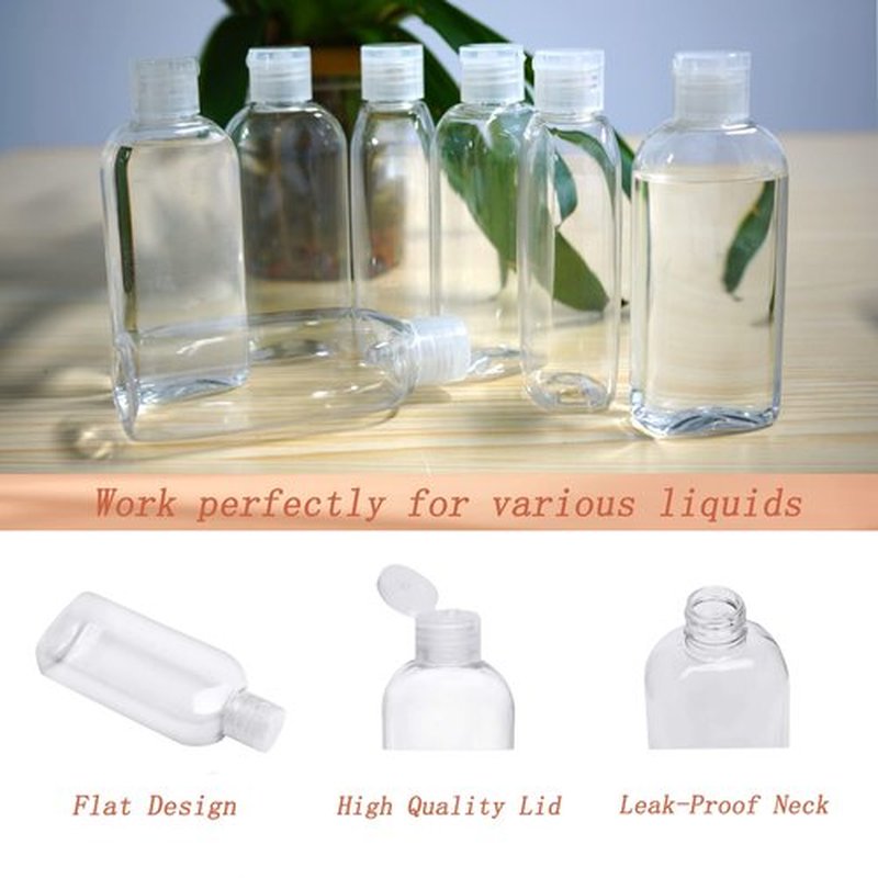 Kitchen GIMS Clear Plastic Empty Squeeze Bottles 9 Pack 3.4oz/100ml with Flip Cap TSA Travel Bottle for Shampoo, Conditioner & Lotion (9 Counts)