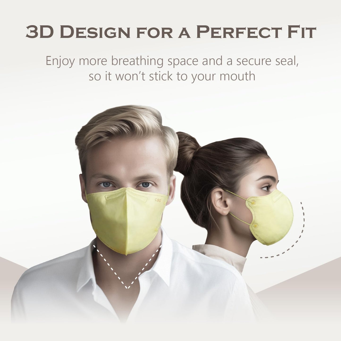 CSD 30 Pcs Calla Yello 3D Disposable Face Masks, 3 Ply Adult Teens Mask with Elastic Ear Loop, Nose Bridge Clip, Breathable Comfortable Mask Great for Indoor, Outdoors Use (Calla Yello)