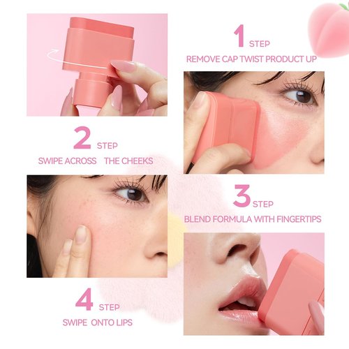 Qifylmaf 6 Color Dewy Cheek & Lip Multi Balm, Multi-purpose Makeup Hydrating Blush Stick Beauty Solid Moisturizer Stick, Waterproof Natural Nude Makeup for All Skin (# 06, 0.35 Oz)