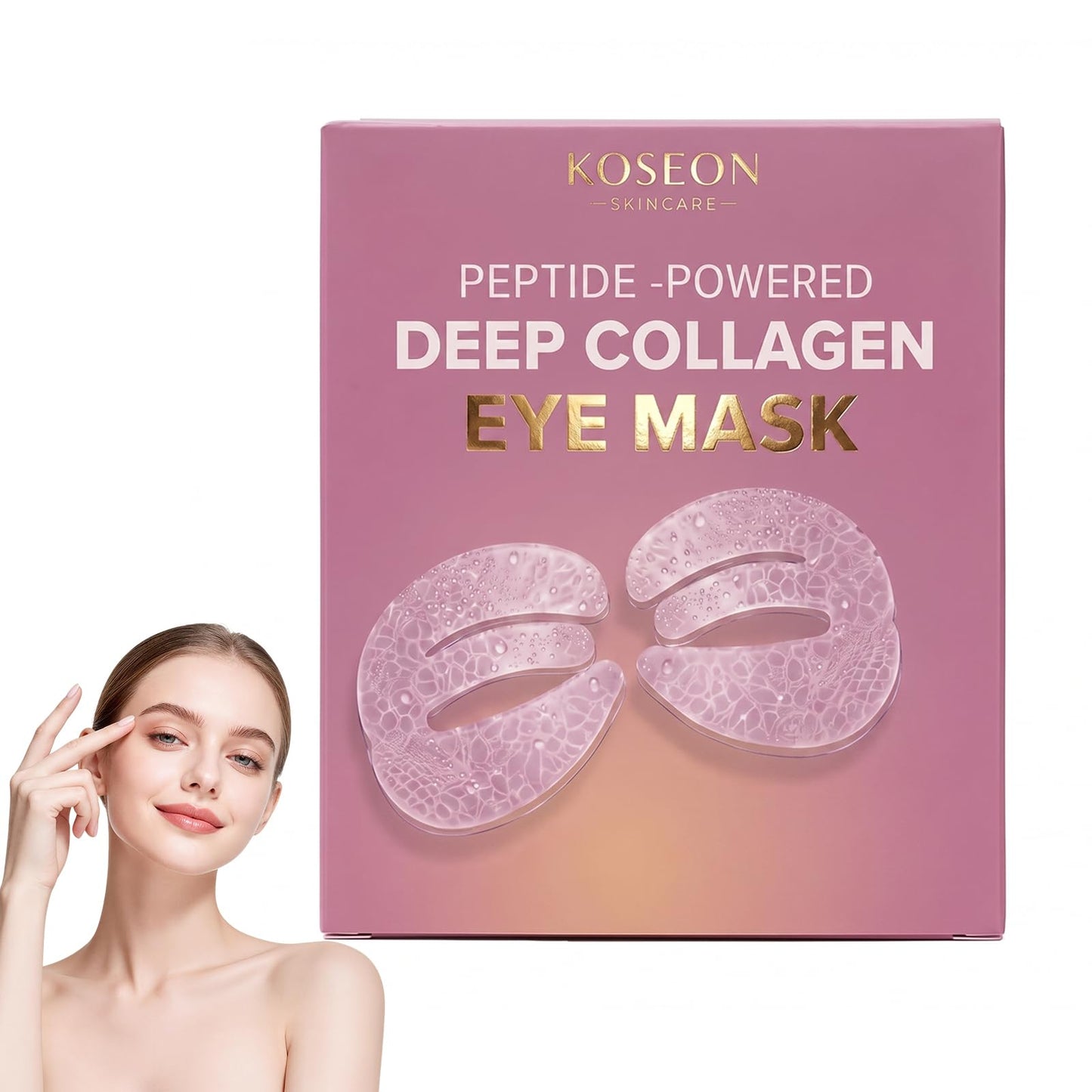 HACHIAC Koseon Collagen Eye Mask, Peptide-Powered Deep Collagen Eye Mask with Collagen Peptide, Under Eye Patches 360° Fit, Eye Patches for Fine Lines Eyes and Dark Circles (1 pcs)