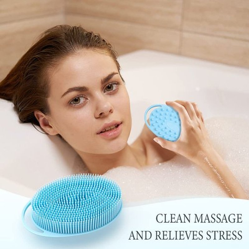 2 in 1 Silicone Body Scrubber Shampoo Brush, Shower Body Scrubber, Silicone Bath Scrubber,Exfoliating Body Scrubber, Scalp Massager, Silicone Loofah Body Scrubber, Clean Sanitary,Rapid Foaming-3 Pack