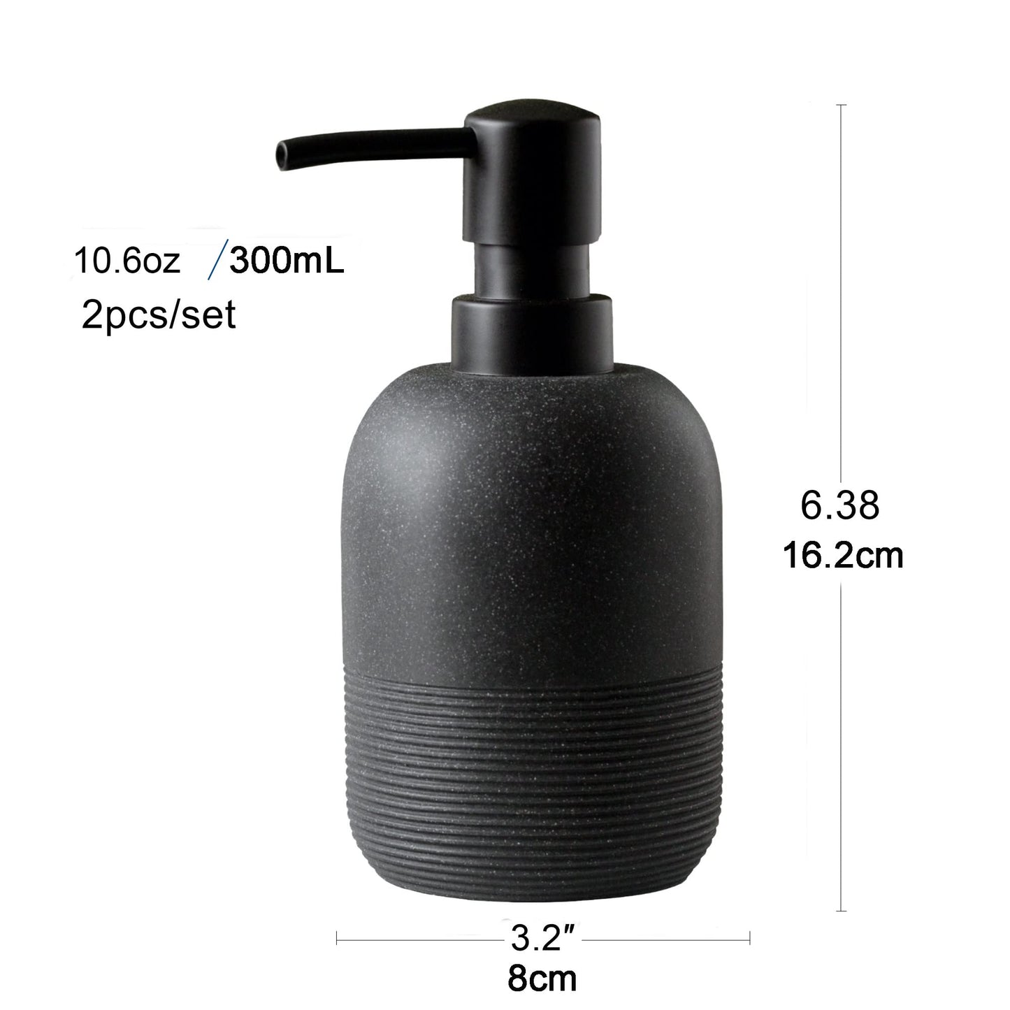 GalDal Matte Black Soap Dispenser Sets with Pump,Hand Soap and Lotion Dispenser for Bathroom Countertop,Morden Soap Dispenser for Kitchen-10.6oz.