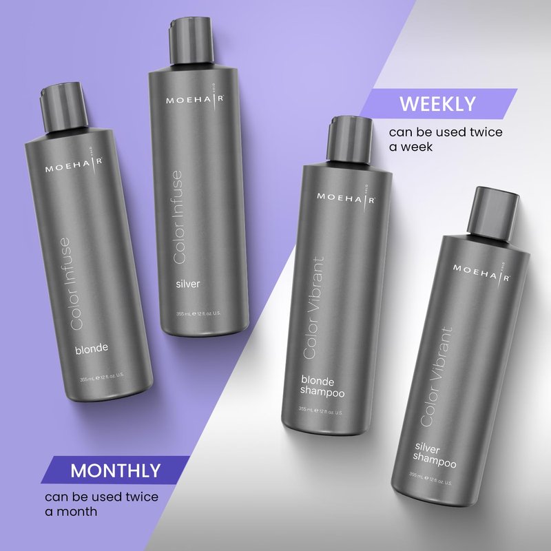 MOEHAIR Color Infuse Silver – 12 Fl. Oz | Purple Toner for Silver, Gray & White Hair | Neutralizes Unwanted Brassiness | Salon-Grade Hair Toner for Brassy Hair | Brass Off | Sulfate and Paraben-Free