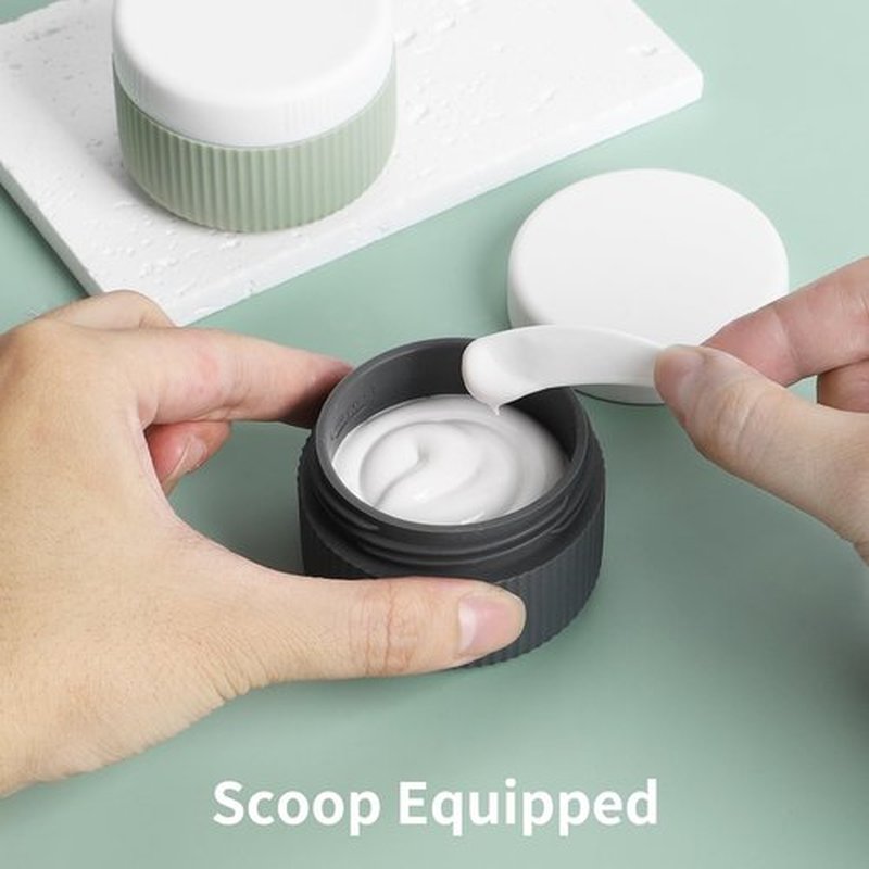 ME.FAN Travel Containers for Toiletries, TSA Approved 1.5 oz Silicone Cream Jars, Leak-proof Travel Size Containers, Travel Accessories with Lid for Cosmetic Face Hand 4 Pack White Lid - Morandi
