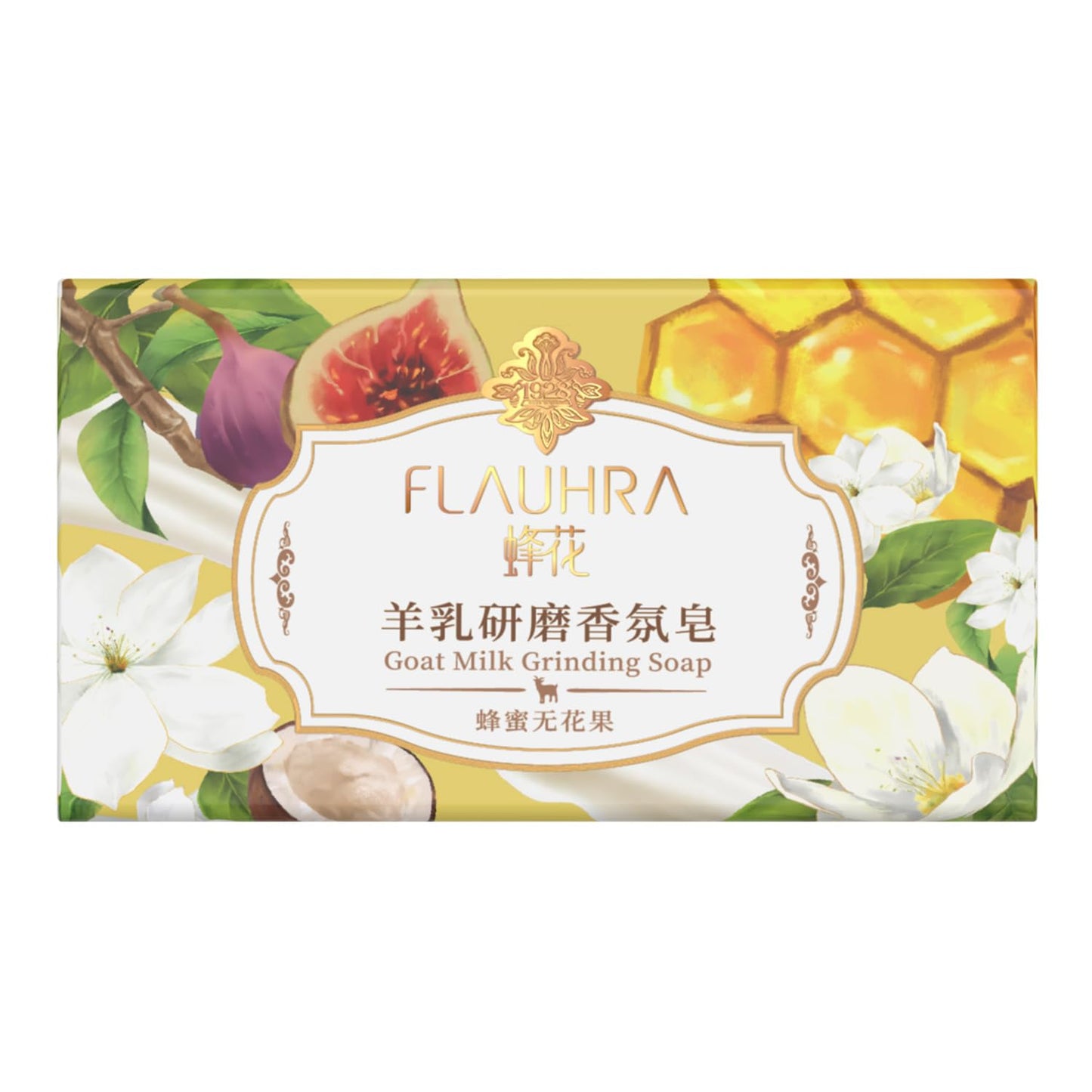 Bee & Flower Goat Milk Soap Bar with Fig & Manuka Honey All Natural Goat Milk Grinding Soap Moisturizing Bath Bar Soap Suitable for All Skin Types 7.2 oz