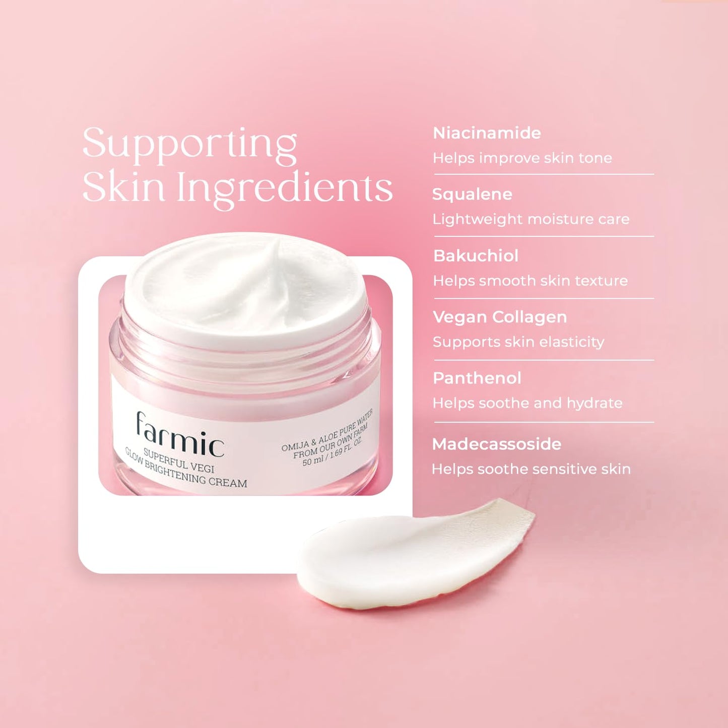 FARMIC Superful Vegi Glow Cream (1.69 fl oz) Rich, Long-Lasting Hydration, Deep-Absorbing Facial Cream for Dry and Sensitive Skin