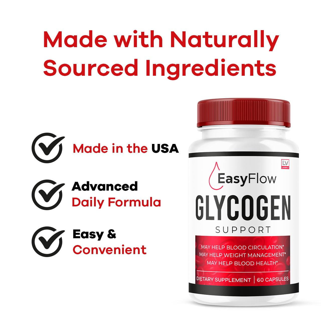 (2 Pack) Easy Flow Glycogen Support - EasyFlow Glycogen, Easy Flow, Easy Flow Glycogen Supplement, Glycogen Support Easy Flow, Easy Flow Glycogen, Glycogen Easy Flow, 120 Capsules for 2 Months