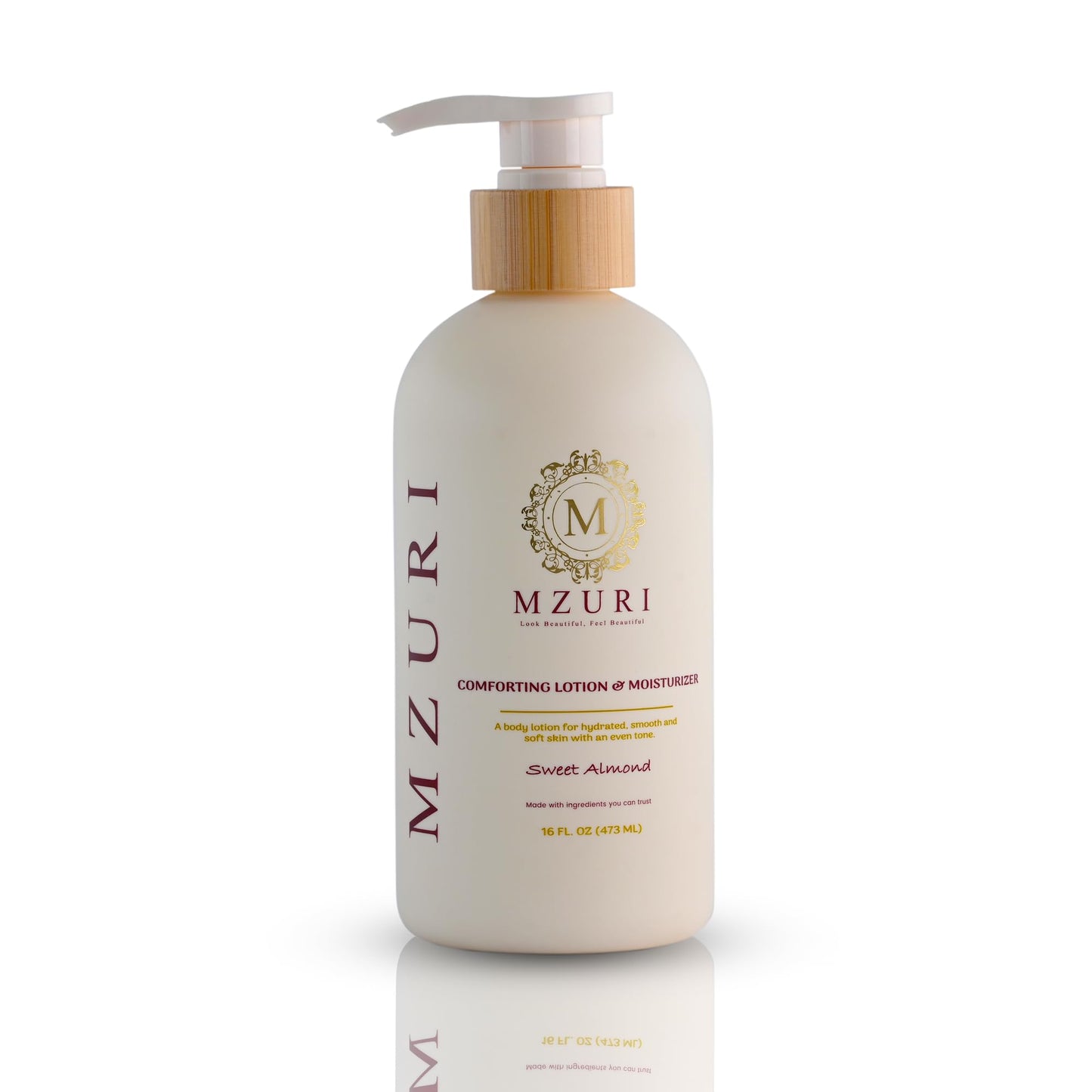 MZURI Body Lotion & Moisturizer – Sweet Almond Oil | Lightweight, Fast-Absorbing Hydrating Body Lotion for Dry, Sensitive Skin | Paraben-Free Daily Body Care for Women & Men | 16 fl oz