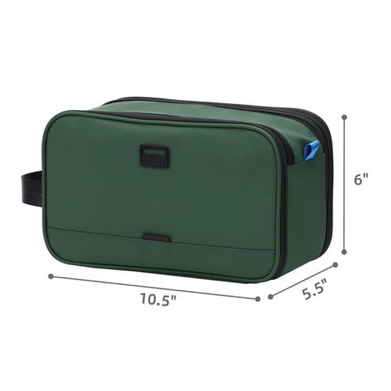 ZEEMO Toiletry Bag for Men, Extra Large Water-resistant Dopp Kit with Double Side Full Open Design, Shaving Bag for Toiletries and Shaving Accessories for Long Travel, Green