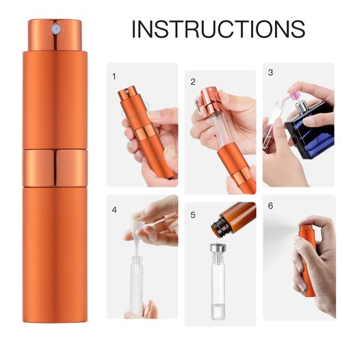 Lisapack 8ML Atomizer Perfume Spray Bottle for Travel (3 PCS) Empty Cologne Dispenser, Portable Sprayer (Yellow, Green, Orange)