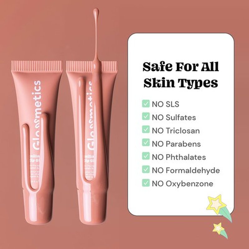 Glossmetics Vanilla Latte Lip Glaze - Overnight Lip Mask for Dry Lips. Fruit Butter Lip Mask, Hydrating and Moisturizing Lip Balm for Soft, Smooth Lips. Vanilla Latte, 10ml
