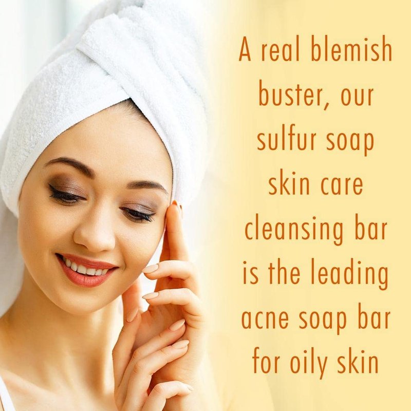 10% Sulfur Soap Cleansing Bar | Natural Acne Facial Cleanser with Tea Tree Oil & Vitamin E – Made in USA