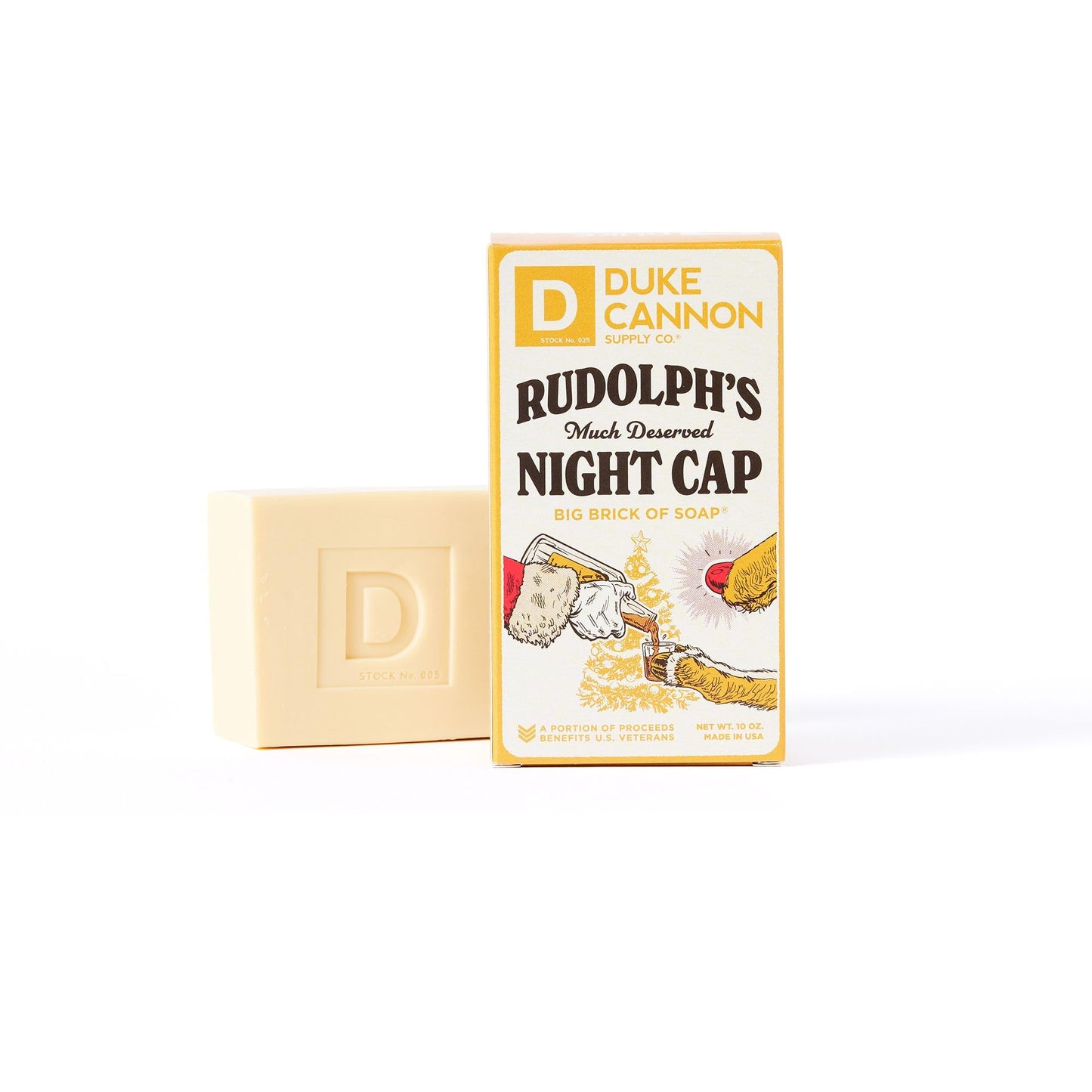 Duke Cannon Supply Co. Big Brick of Soap Bar for Men Holiday Edition - Rudolph's Much Deserved Night Cap (Cinnamon and Antique Wood Scent), 10 oz. (1 Pack)