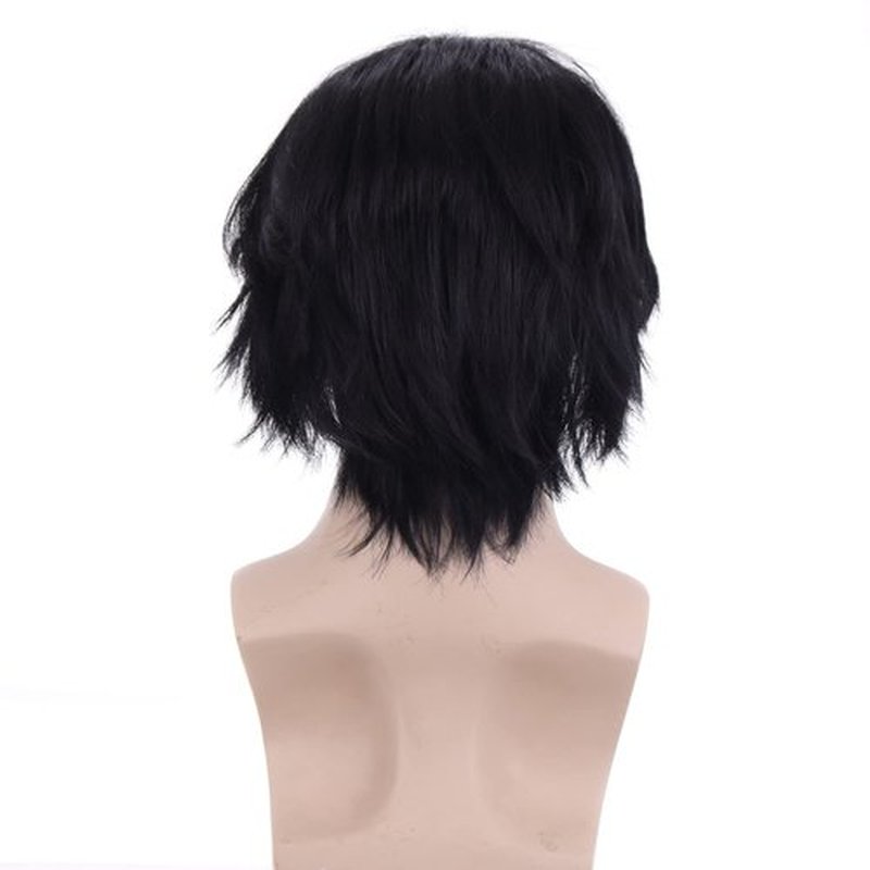 RightOn 12 Inches Black Wig Short Wig Cosplay Wig for Costume Party and Dress Up Short Wig for Men and Women Halloween Wigs with Wig Cap