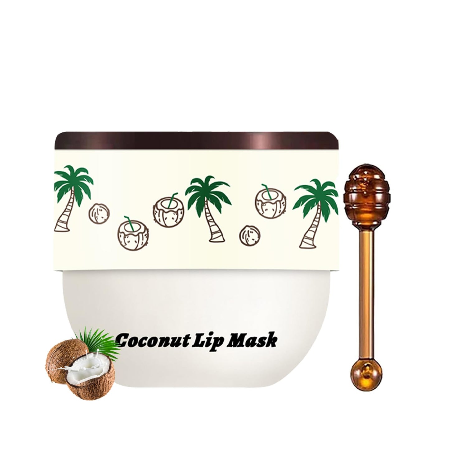 TIRDET 1 PCS Bee Lip Balm Honey Pot, Exfoliating Coconut Sleeping Lip Mask Overnight with Sticks, Prevention Dry Hydrating and Crack Scrubs