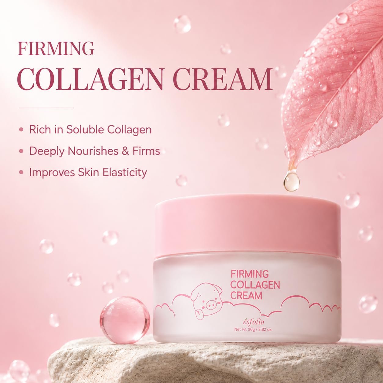 esfolio made in Korea Collagen Nourishing Cream 2.82 Oz, Daily Facial Moisturizer with Collagen, Lightweight Face Cream for Soft and Comfortable Skin, Fast Absorbing Korean Skincare