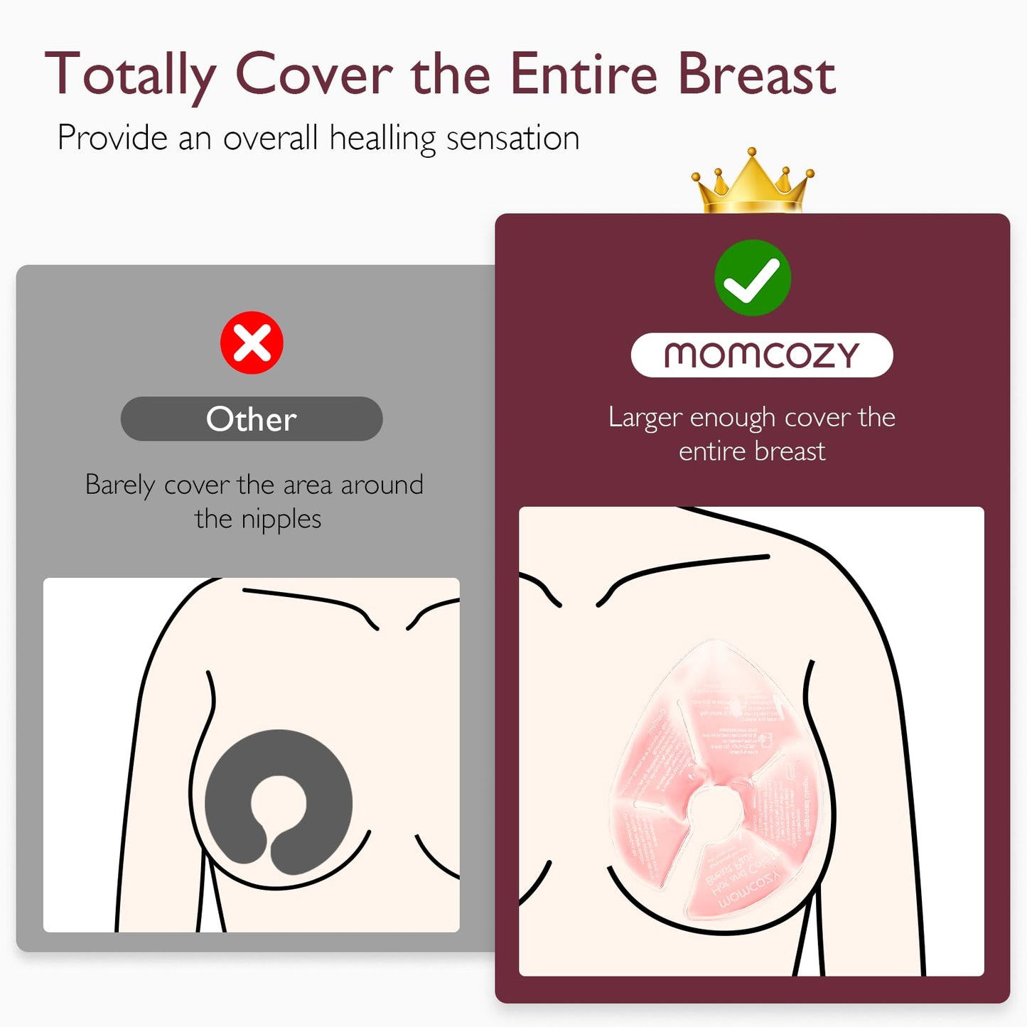 Momcozy Larger Breast Therapy Packs, Hot and Cold Breast Pads with 2 Soft Covers, Breastfeeding Essentials, Postpartum Recovery, 2 Pack, Pink