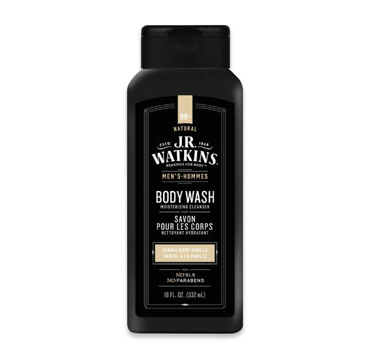 J R Watkins Men's Body Wash, Sandalwood Vanilla, 18 fl oz (532 ml)