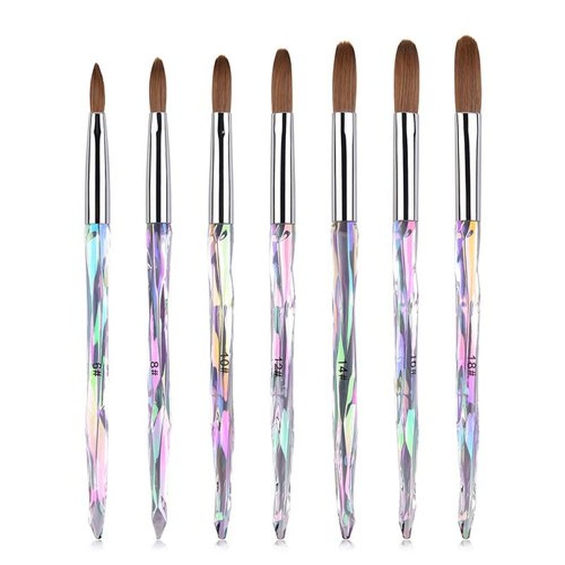 Rolabling Nail Art Brush Acrylic Brush Nail Pen with Symphony Diamond Handle Manicure Design Nail Art Tool (Set-1)