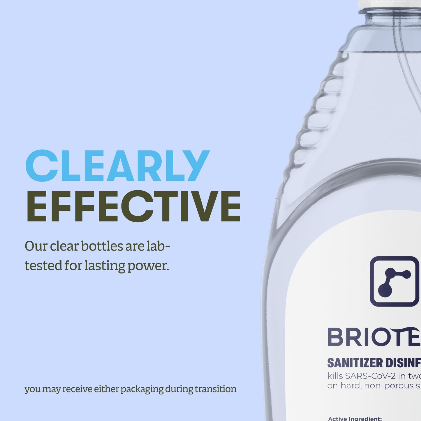 BRIOTECH Sanitizer Disinfectant Hypochlorous Spray, Kill 99.99% of Viruses & Bacteria, Control Mold, Eliminate Odor, Gentle for Nursery & Play Rooms, Food Contact Surface Sanitizer, 8.5 fl oz (2 Pack)