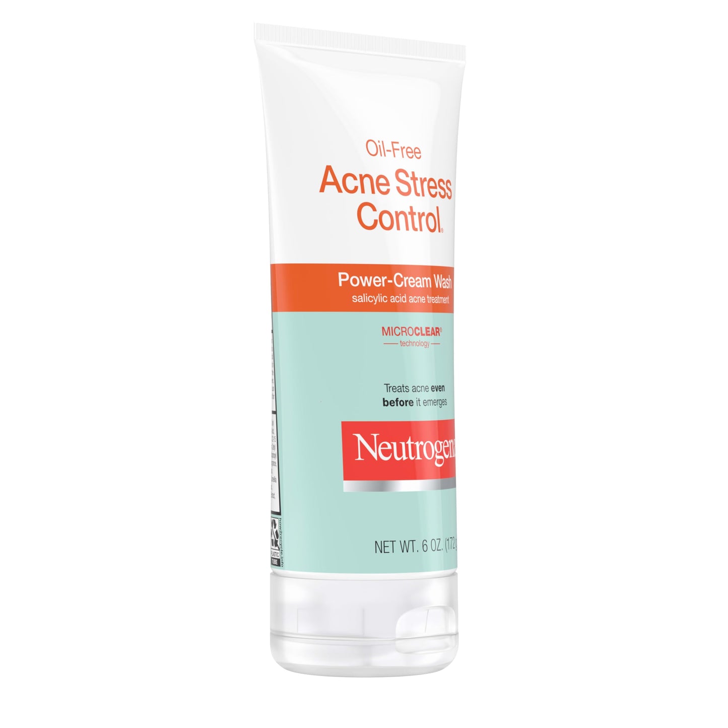 Neutrogena Oil-Free Stress Control Power-Cream Face Wash, Salicylic Acid Treatment for Acne Prone Skin, Cucumber, 6 Fl Oz, Pack of 3