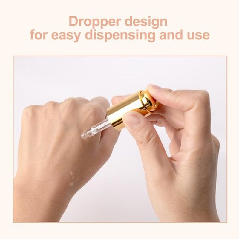 Ellbest 8Pcs 10ml Clear Press Dropper Bottles, Empty Refillable Essential Oil Bottles Container Perfume Cosmetic Bottle Travel Pressing Dropper Bottle, Gold Cap