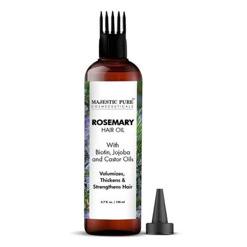 Majestic Pure 100% Pure Rosemary Hair Oil with Vitamin E for Hair Care, Strengthening, Nourishing, and Volumizing Formula with Vitamin E & Argan Oil - Non GMO Verified, 6.7 Fl Oz