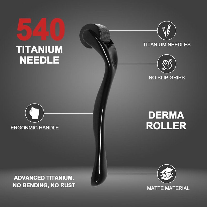 CLETINA 540 Titanium Derma Roller | Microneedle Skin Care Tool for Men & Women - 0.25mm Microneedling Roller