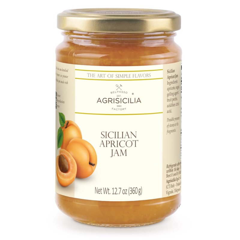 Sicilian Apricot Jam - Authentic Italian Fruit Preserve in Glass Jar | 12.7 oz (360 g)