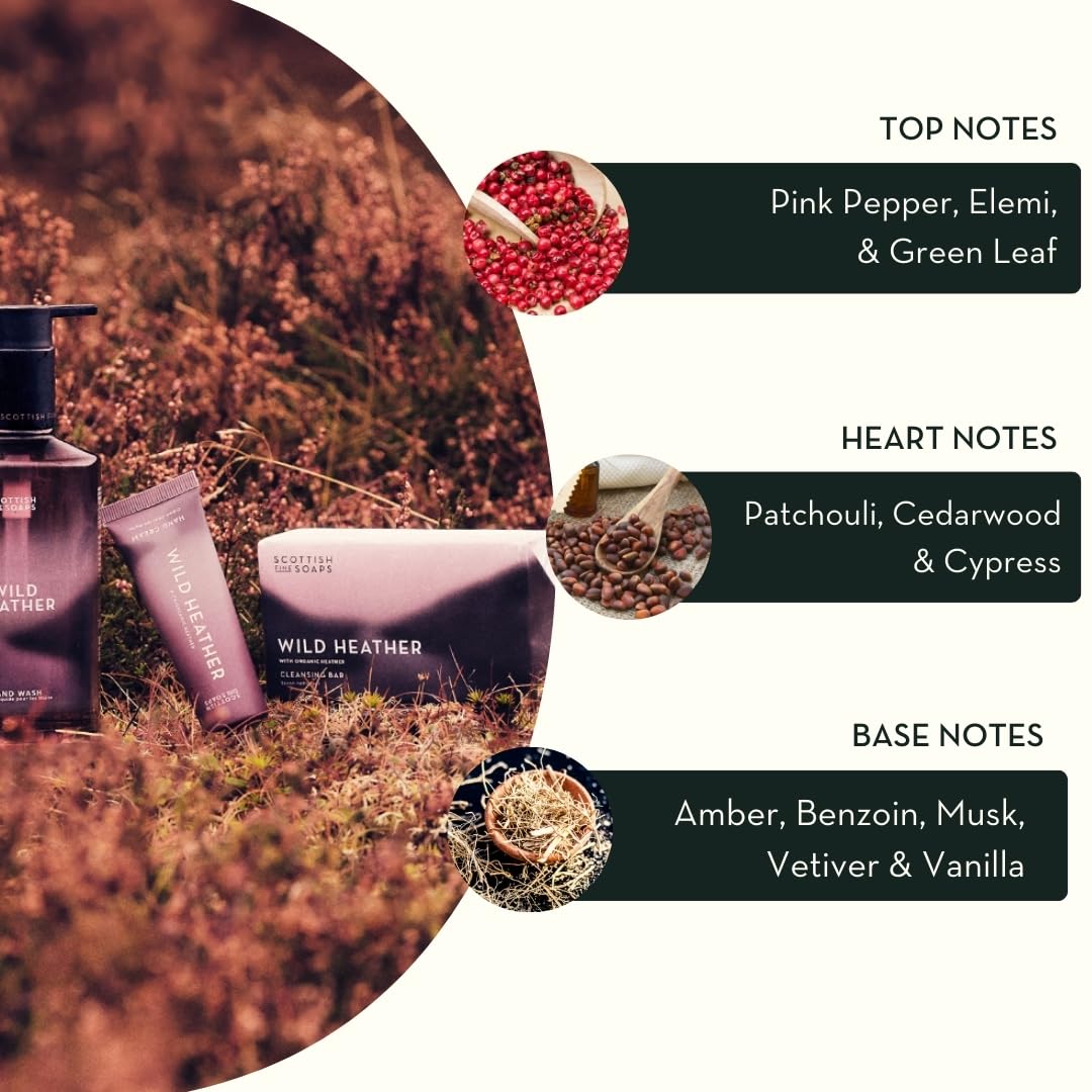 Scottish Fine Soaps Wild Heather Luxury Hand Care Set, Purple, with Organic Heather Extract, Hand Wash and Lotion, 600ml