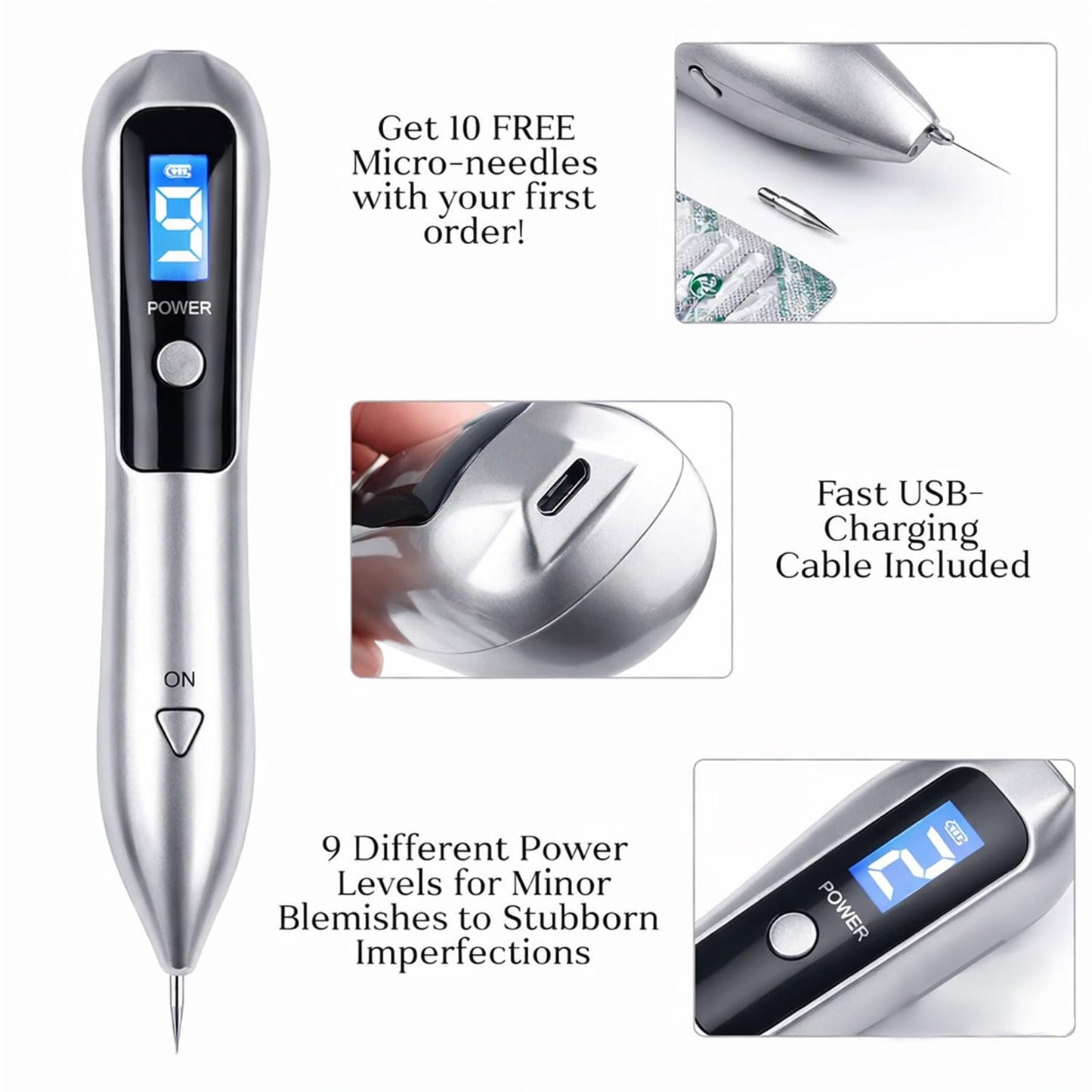Nuzzy Pen for Skin, Advanced Beauty Pen, Portable and Rechargeable Tools to Use at Home (Gold)
