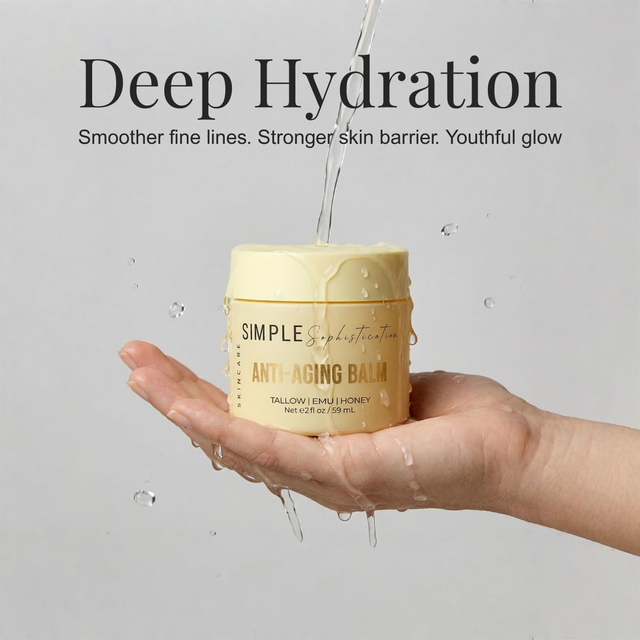 Simple Sophistication Tallow Emu Honey Balm | Nourishing Face & Body Moisturizer with Manuka Honey & Emu Oil, Non-Greasy Natural Skincare (Anti-Aging Balm with CoQ10 + Resveratrol)