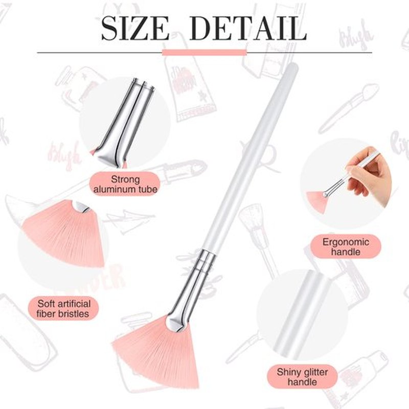 9 Pieces Facial Brushes Fan Mask Brushes, Soft Facial Applicator Brushes Tools for Peel Glycolic Mask Makeup for Mud Cream (Pink, White)