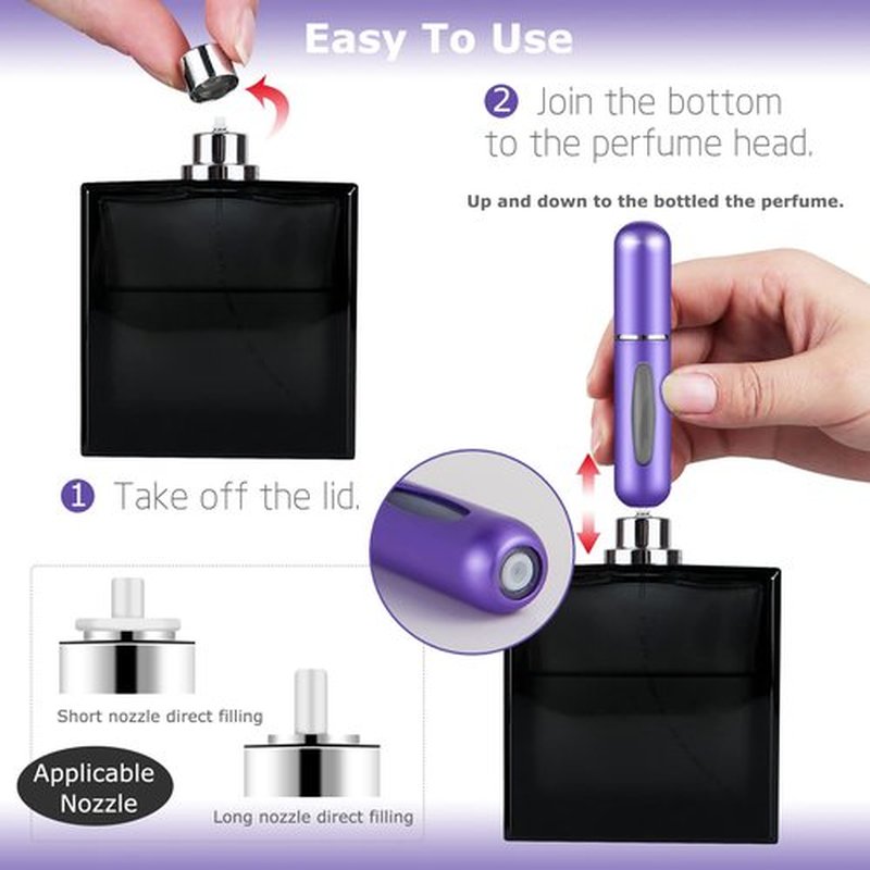 Fivexing 2Pcs Refillable Perfume Atomizer Bottles，Portable Mini Separate Perfume Bottle，Travel and Outings Spray Boxes Dispensers 5ml/0.2oz (Purple)
