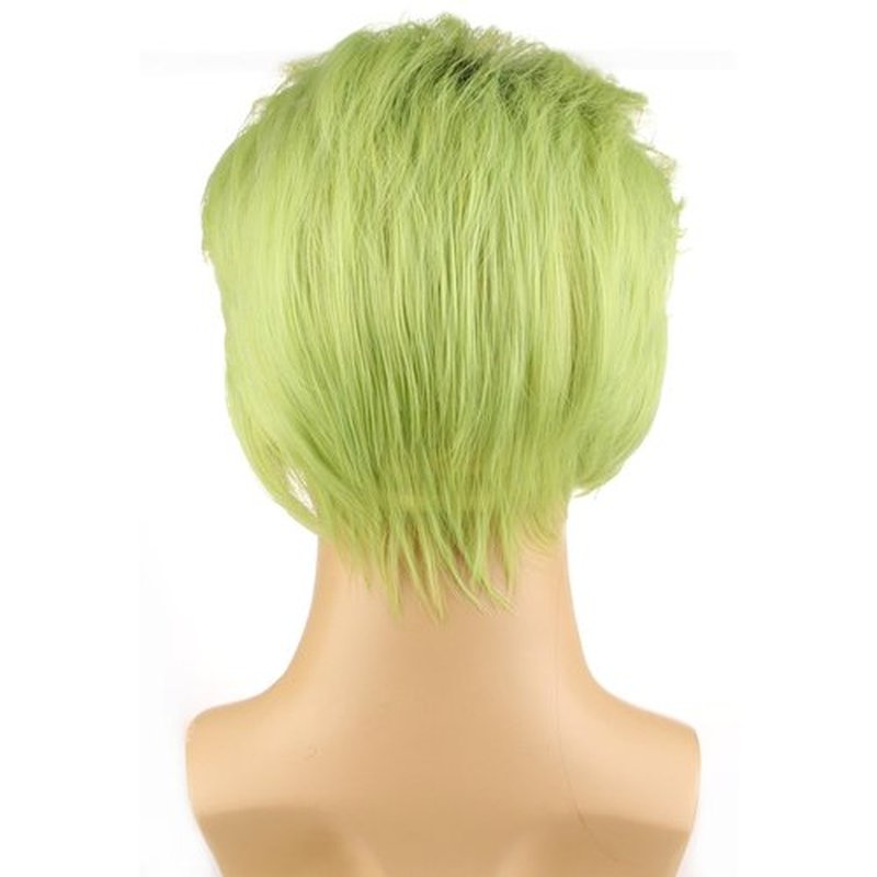 BERON Mens Green Ombre Wig Short Straight Wigs for Boys Cool Black Ombre Green Hair Wigs for Halloween Costume Cosplay