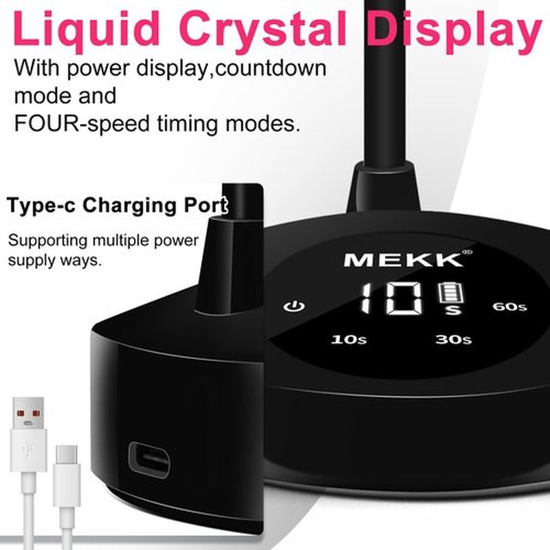 MEKK Gooseneck UV Nail Lamp Mini Cordless UV Light for Nails Rechargeable LED Flash Cure Nail Lamp 30W Professional with Sensor with Three Timers UV Nail Light for Gel X Lamp(Black)