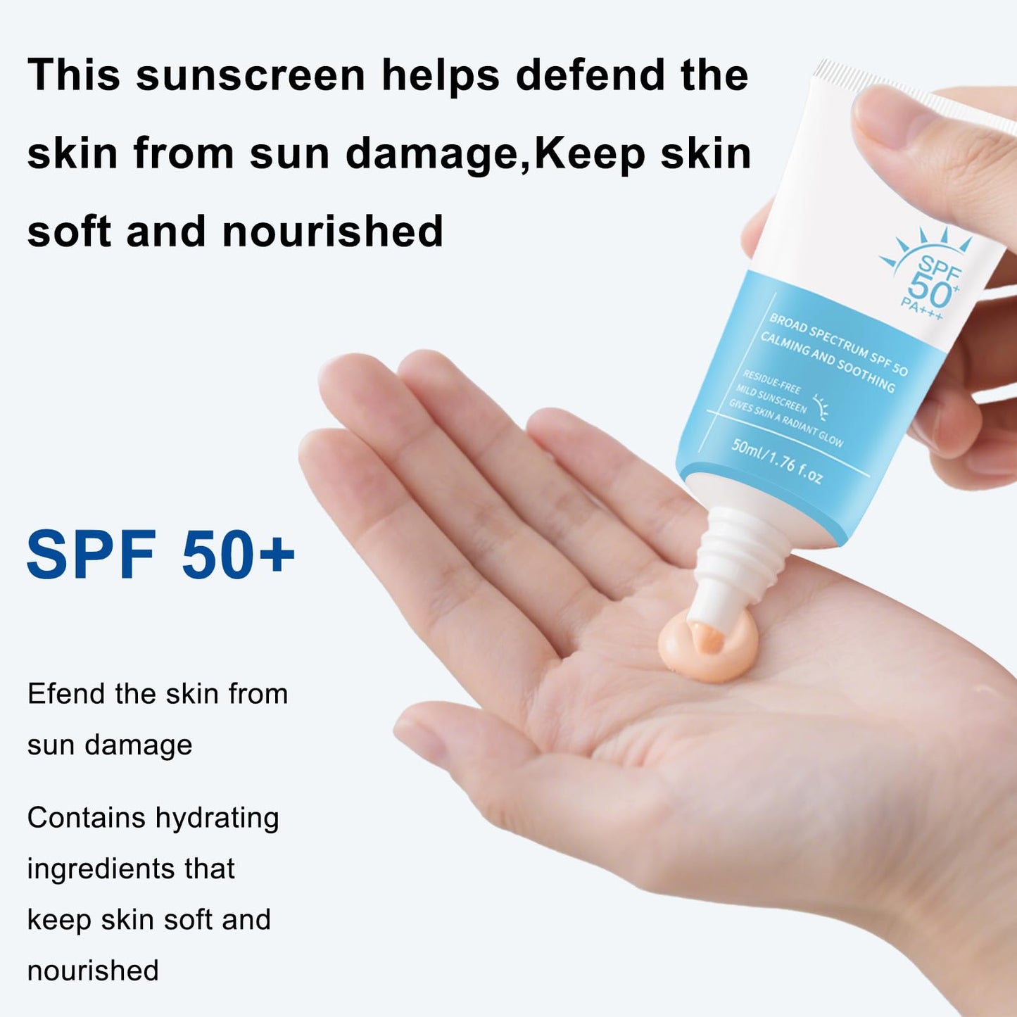 2PC Heartleaf Korean Face Sunscreen SPF 50+, Silky Moisture Sun Essence, Broad Spectrum UVA/UVB Protection, Lightweight & Non-Greasy, No White Cast, 50ml / 1.76 fl. oz.
