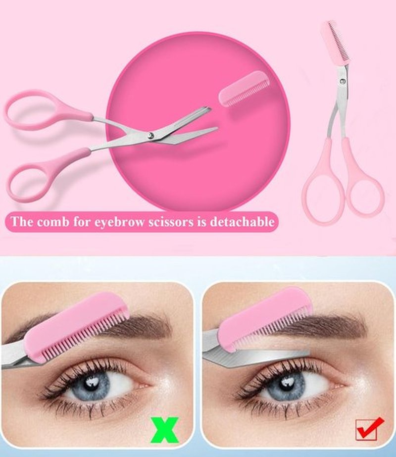 Eyebrow Scissors with Comb and Eyebrow Razor Eyebrow Trimmer for Women Men eye Brow Scissors Non-Slip Eyebrow Cutter Eye Brow Shaper Trimming Scissors Makeup Tool (Black+White)