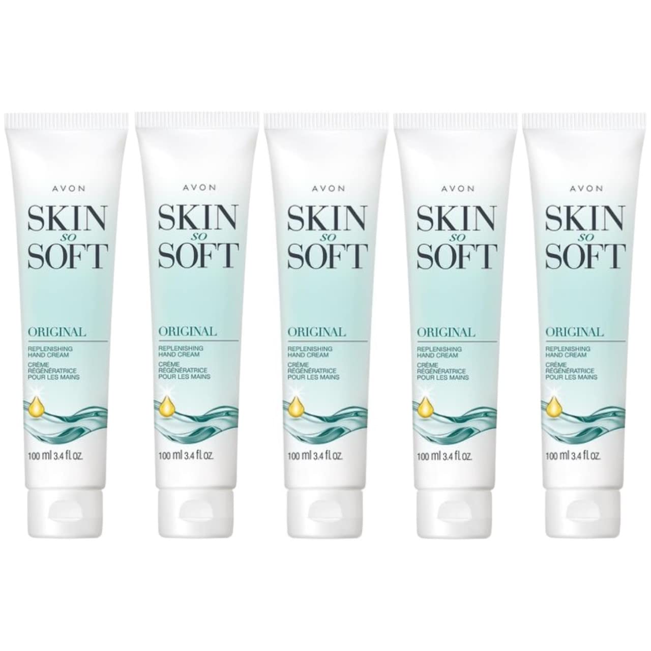 Avon Skin So Soft Original Replenishing Hand Cream – 5 Pack, 3.4 fl. oz. – With Jojoba Oil for 24+ Hour Moisturization, Nourishes & Softens, Fresh Herbal Scent, Dermatologist Tested
