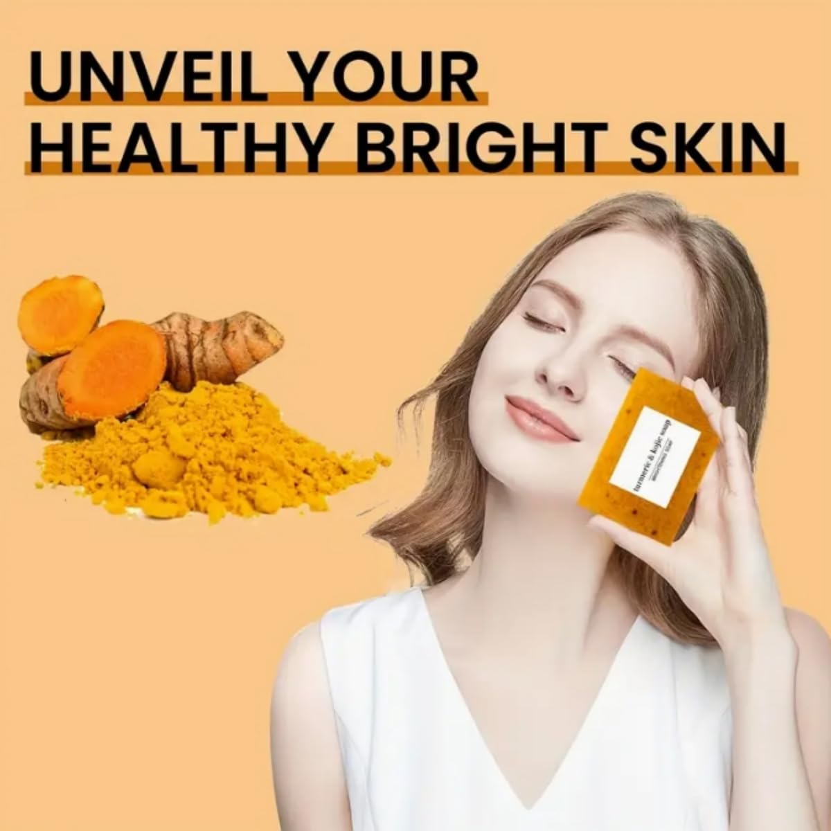 GALHJCZ Lemon Turmeric Soap Bar 6Pcs for Face and Body Turmeric Lemon Soap infused with turmeric Extract Soft gentle and effective