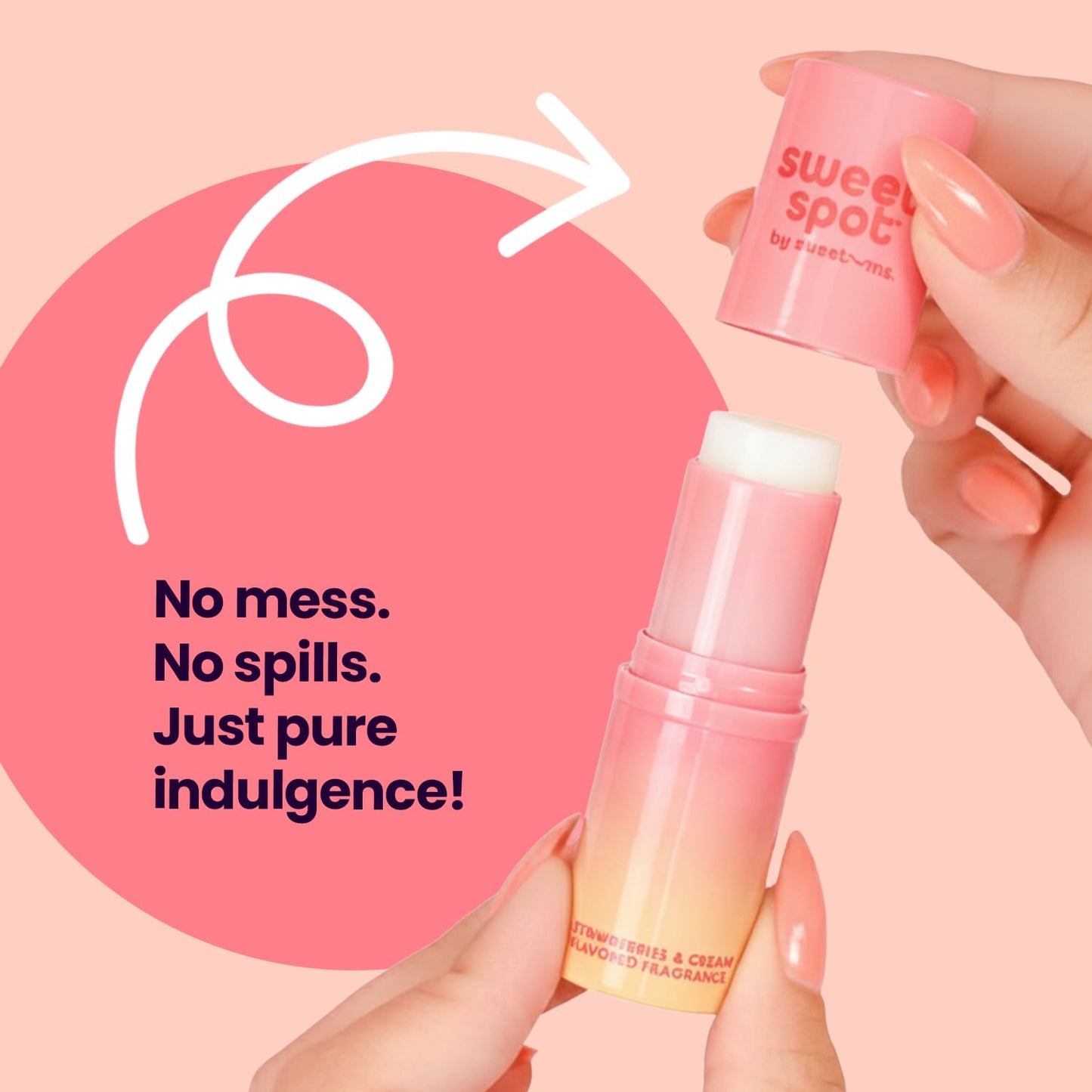 SweetSpot Flavored Solid Perfume Stick, Portable Travel Perfumes for Women, Long Lasting Fragrances, Non Sticky Formula, Natural Ingredients, Fragrance Stick (Strawberries & Cream)