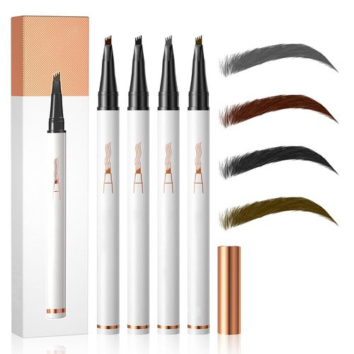 2024 Upgrade 3D Microblading Eyebrow Tattoo Pencil 4 Fork Tip, Fine Stroke Microblading Eyebrow Pencil Magic Eyebrow Pencil, Waterproof Contouring Pen Creates Natural Makeup Effect (Colorful)