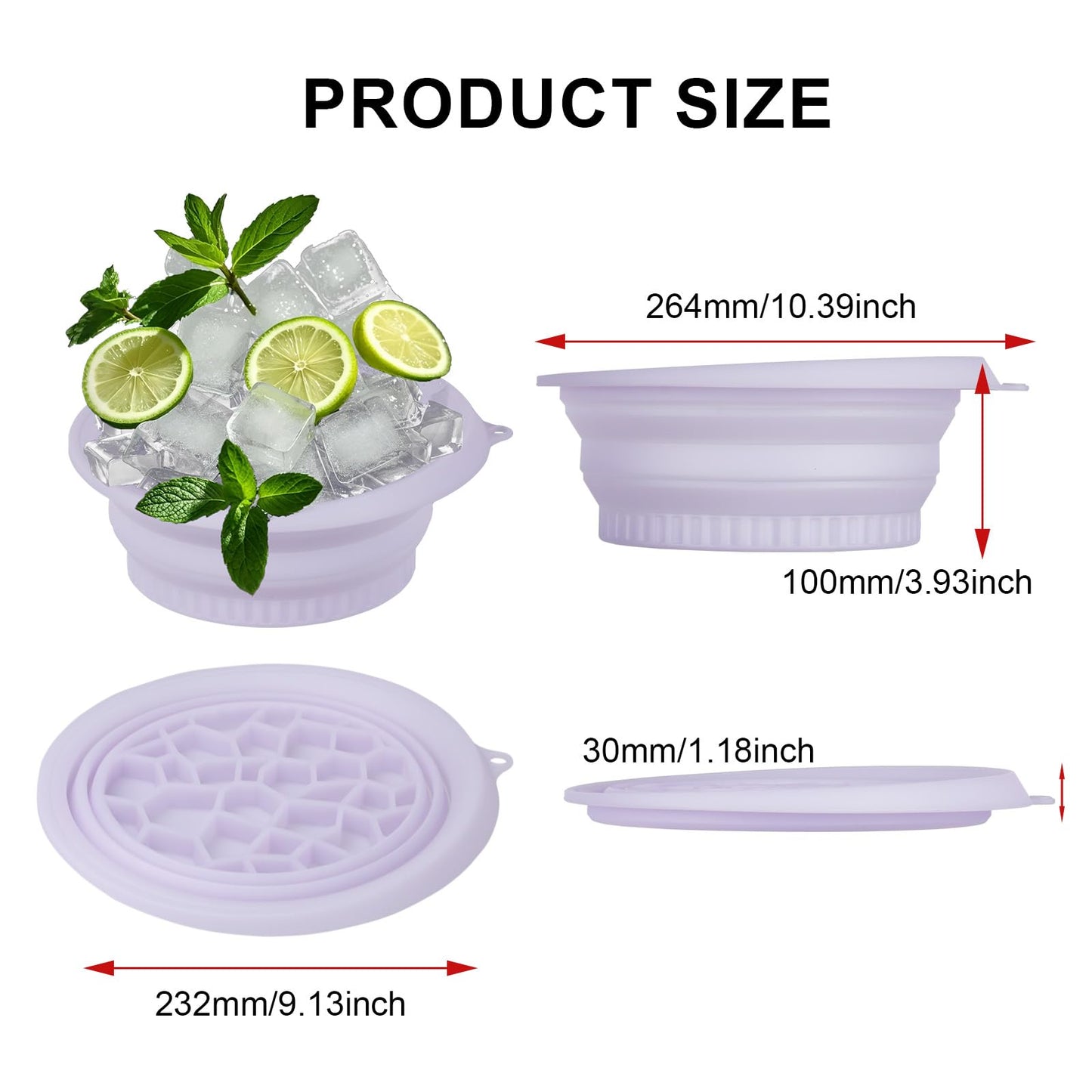 Face Bowl for Ice with Built-In Ice Tray, Face Ice Bath Bowl (Silicone), Foldable and Hanging Design, for Easy Storage and Carrying, for Cold Plunge Therapy Portable Spa Tool Home & Travel