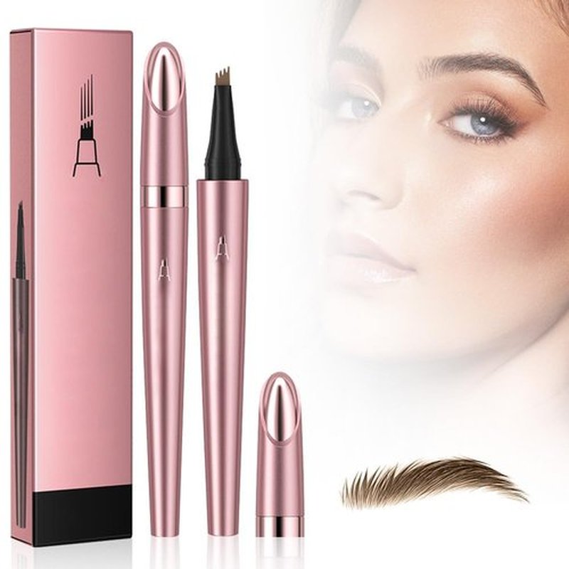 Microblading Eyebrow Pen Waterproof, 2025 New Microblading Eyebrow Pencil, 4-Tip Precise Eye Brow Pencils, Natural Eyebrow Makeup Fine Stroke Eyebrow Pencil Last All-Day (Dark Brown)
