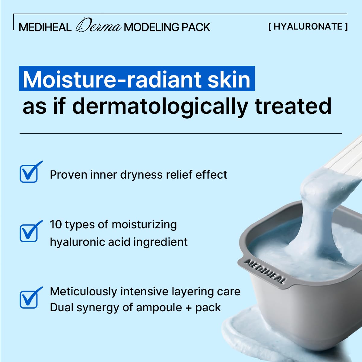 Mediheal Derma Modeling Pack (Hyaluronate)*2 - Deep Hydrating For Moist Skin - Easy DIY Home Spa Kits, Hydrating Icy Jelly Mask For Skin Refreshment