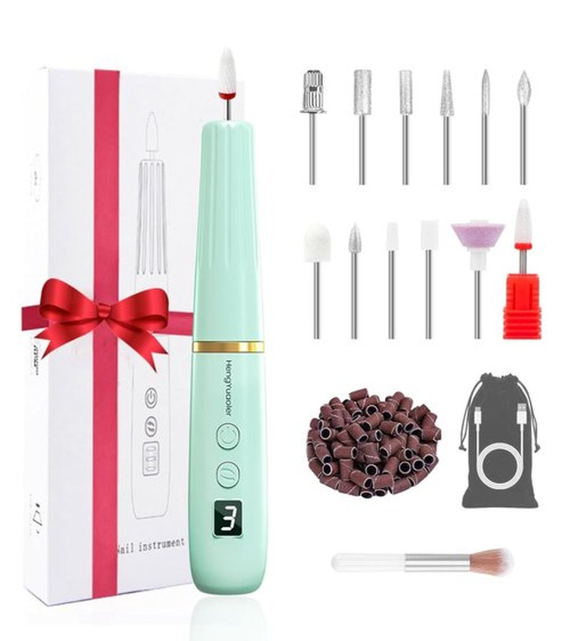 HengYuaoler Electric Nail Drill Machine File Efile Set for Acrylic Gel Nails Portable Nail Drill Machine Kit Rechargeable Pedicure Tools for Hand Feet Manicure Pedicure Tools Polishing Set(Blue)