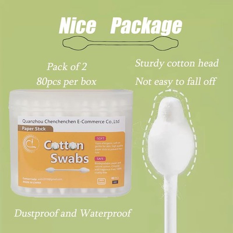 400pcs Safety Paper Cotton Swabs with Large Tips for Infants,Toddlers, Babies, Kids and Children