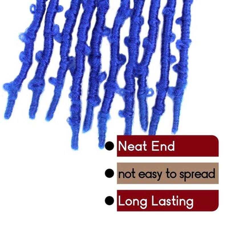 BOHOBABE 2 Packs Blue Butterfly Locs Crochet Hair 24 Inch Butterfly Faux Locs Crochet Hair Long Black Distressed Locs(2 Packs, Blue)