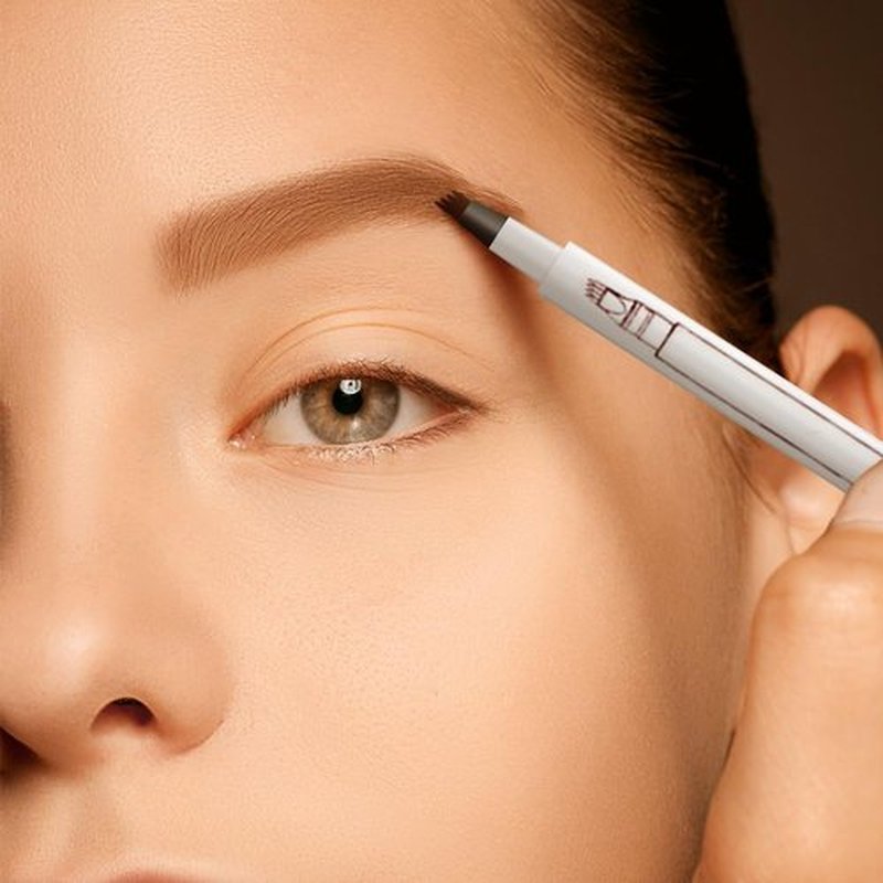 2 PCS Eyebrow Microblading Pen, 2025 New 3D Waterproof Magic Eyebrow Pencil 4 Tipped Precise Brow Pen, Long-Lasting Fine Stroke Microblade Eyebrow Pencil for Natural Makeup (Black)